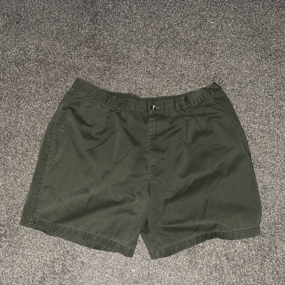 Puritan Green Flat Front Shorts Lightweight Cotton Blend